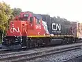 イリノイ・セントラル鉄道の9612号機関車、ミシガン州パビリオンの側線にて、2008年6月18日