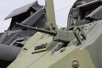 CV90に搭載されたKsp m/39銃口部にはフラッシュサプレッサーが装着されている
