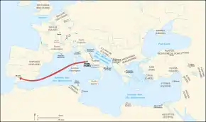 カエサル軍の進路
