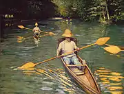 『ボート漕ぎ』1877年。油彩、キャンバス、88.9 × 116.2 cm。ナショナル・ギャラリー（ワシントンD.C.）。第4回印象派展出品。