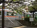 改札口にも多数のひょうたんがぶら下がる。（2008年8月）
