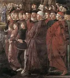 画面右の肖像画群とその中の1人イオアンネス・アルギロプロス。