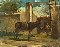 カミーユ・ピサロ『モンモランシーの風景』1859年頃。油彩、木、21.5 × 27.2 cm。オルセー美術館。