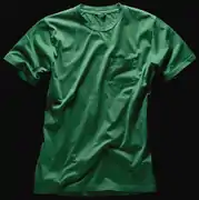 緑色のTシャツ、ポケット付き