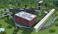モスクワのビジネススクール「SKOLKOVO」の建築パース図(2008年)。3次元コンピュータグラフィックスの利用が進んでいる(カテゴリ)