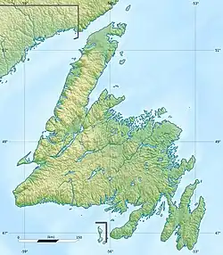 Ganderの位置（ニューファンドランド島内）