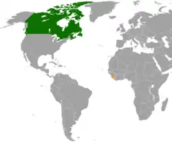 CanadaとSierra Leoneの位置を示した地図