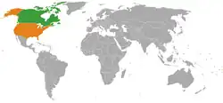 CanadaとUSAの位置を示した地図