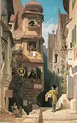 『バラの谷の郵便配達人』、1858年/1865年、マールブルク大学美術館所蔵