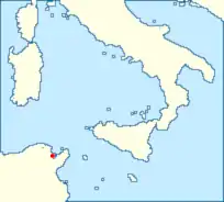 Map shows the location of Carthage.
