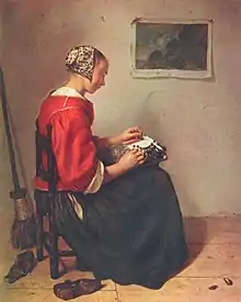 カスパル・ネッチェル 『レースを編む女』/1662年の作。