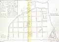 1643年当時の地図。要塞は岬に位置している。