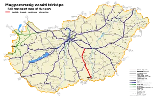 ツェグレード - セゲド線の路線図