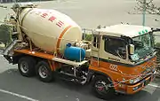 スーパーグレートKL−FV（ミキサー車）V8・低キャブ仕様。バンパー上部の桟とフェンダーゴムが細いのが特徴