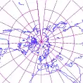 標準緯度75°Nの心射円錐図法