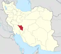 イランにおけるチャハール＝マハール・バフティヤーリー（塗りつぶし部）。