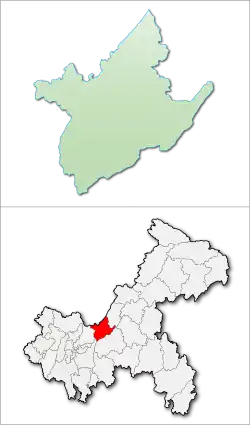 重慶市中の長寿区の位置