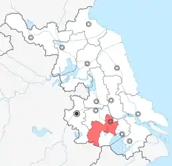 江蘇省中の常州市の位置