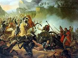 ソモシエラの戦いでソモシエラ峠を突撃するポーランド・ウーラン騎兵