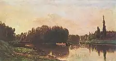 シャルル＝フランソワ・ドービニー「オワーズ川の川辺」(1868年)