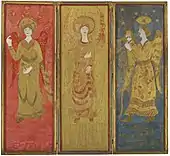 3面のパネルの装飾画(裏)