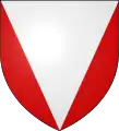 ショーセArgent, chaussé Gules.又はPer pile reversed Argent and Gules.