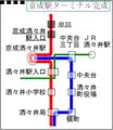 本佐倉線の路線変遷（京成酒々井駅付近, その4）