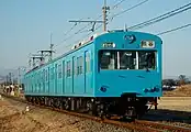スカイブルー塗装となった1001号編成（2008年1月26日、新郷 - 武州荒木間）