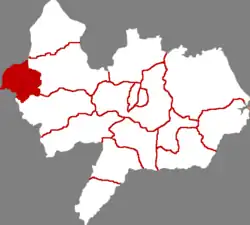 滄州市中の粛寧県の位置