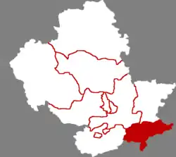 承徳市中の寛城県の位置