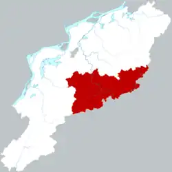 池州市中の石台県の位置