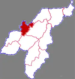 徳州市中の徳城区の位置