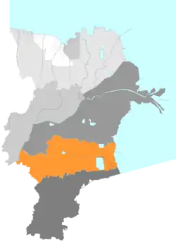 東営市中の東営区の位置