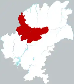 貴陽市中の修文県の位置