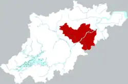 杭州市中の富陽区の位置