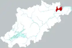 杭州市中の江干区の位置