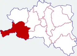 漢中市中の寧強県の位置