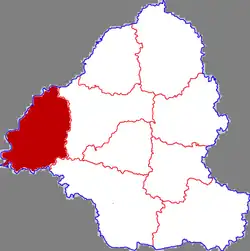 菏沢市中の東明県の位置