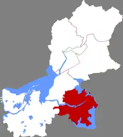 淮安市中の金湖県の位置