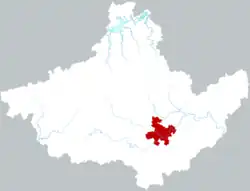 黄山市中の屯渓区の位置