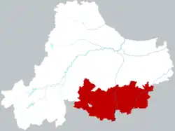 湖州市中の徳清県の位置