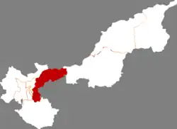 ジャムス市中の樺川県の位置