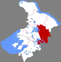 蘇州市中の崑山市の位置