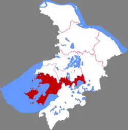 蘇州市中の呉中区の位置