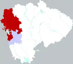 荊門市中の東宝区の位置
