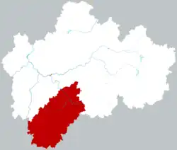 金華市中の武義県の位置