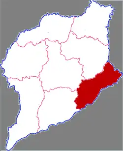 聊城市中の東阿県の位置