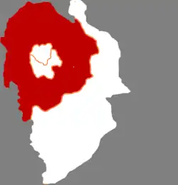 遼源市中の東遼県の位置