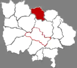 臨汾市中の汾西県の位置