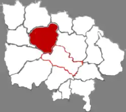 臨汾市中の蒲県の位置